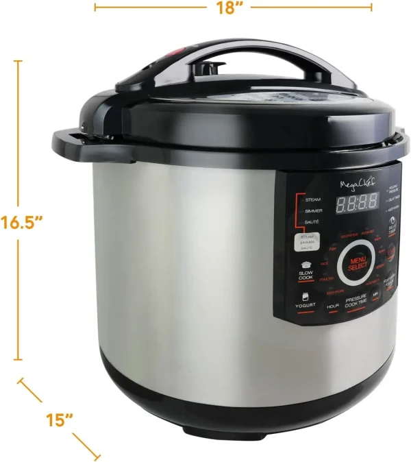 Digital Pressure Cooker with 15 Preset Options and Glass Lid – Silver - Image 5