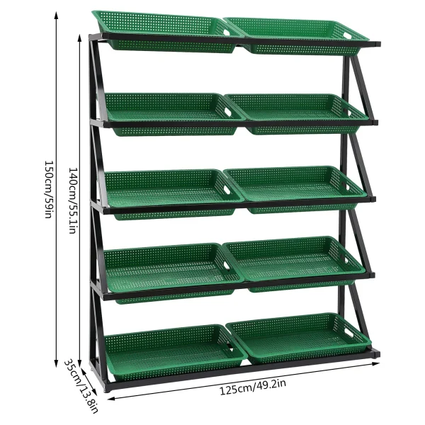 Retail Display Baskets Rack w/ 10 Plastic Basket,Supermarket fruit and vegetable shelf display shelf storage shelf creative - Image 3