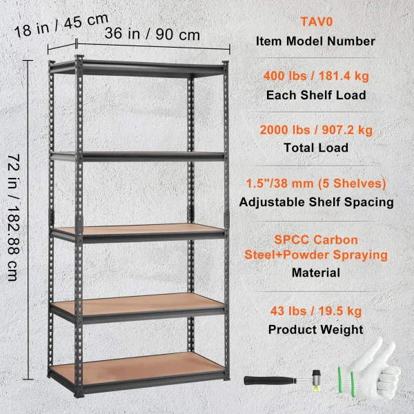 VEVOR 5 Layers Standing Storage Shelving Unit Heavy Duty Organizer Metal Rack for Kitchen Living Room Warehouse Flower Stand - Image 7