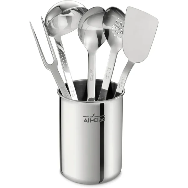 All-Clad Specialty Stainless Steel Kitchen Gadgets Tool Set – 4-Piece with Nylon Heads and Caddy - Image 4