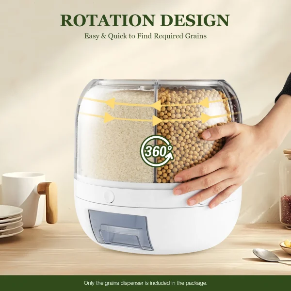 360° Rotating Rice Dispenser – Sealed Dry Cereal Grain Bucket - Image 2