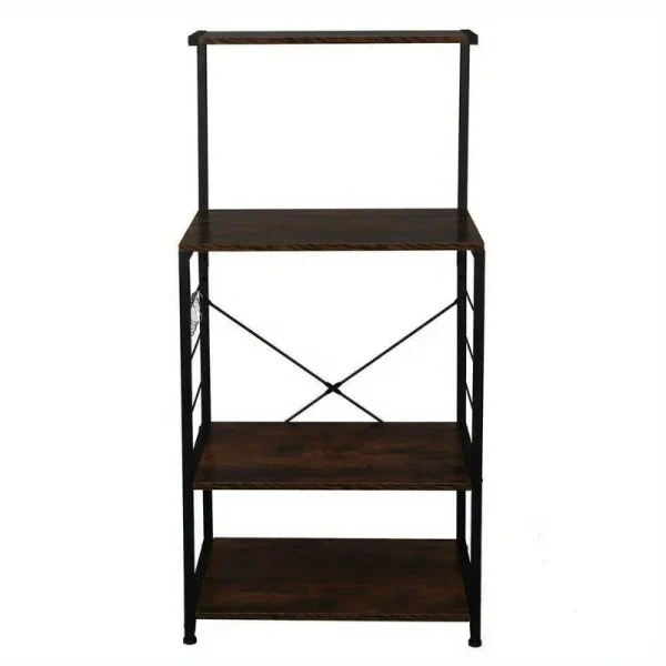 Durable 4 Tiers Kitchen Microwave Oven Rack Baker Shelf Storage Cookware w/Hooks - Image 2