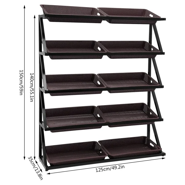 Retail Display Baskets Rack w/ 10 Plastic Basket,Supermarket fruit and vegetable shelf display shelf storage shelf creative - Image 8