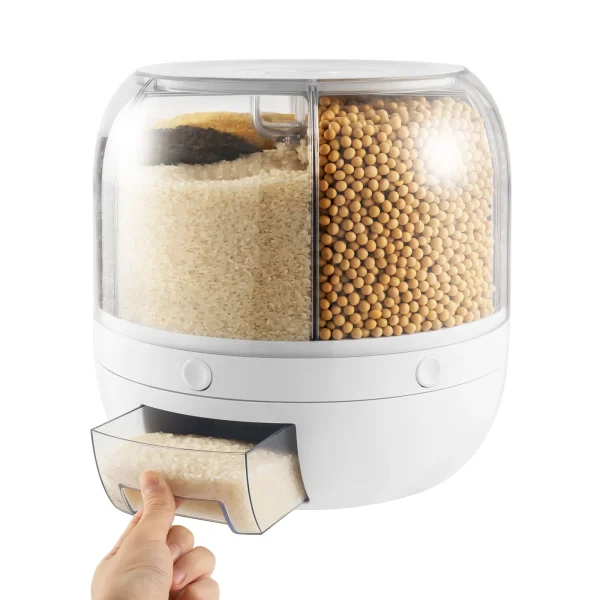 360° Rotating Rice Dispenser – Sealed Dry Cereal Grain Bucket