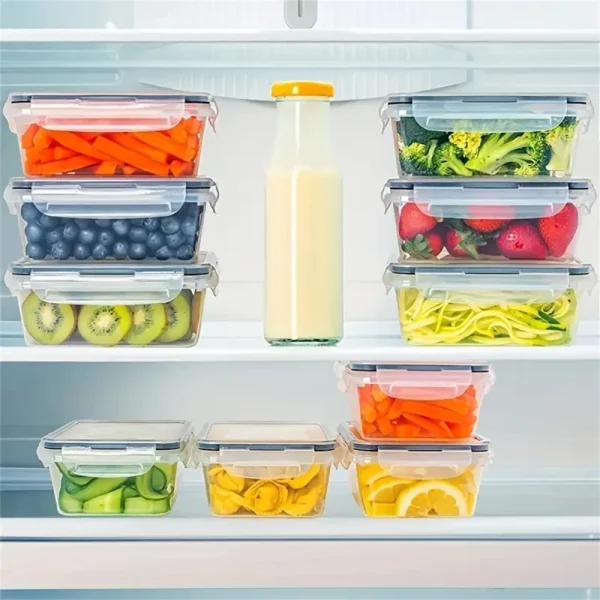 24pcs Kitchen Storage Container Set – Reusable Plastic Bins with Flip Lids - Image 6