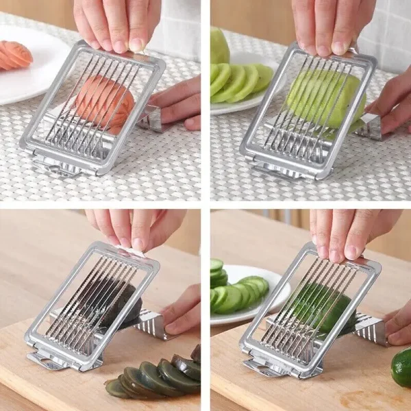 Stainless Steel Boiled Egg Slicer – Multifunction Wire Slicer for Fruits and Vegetables - Image 2