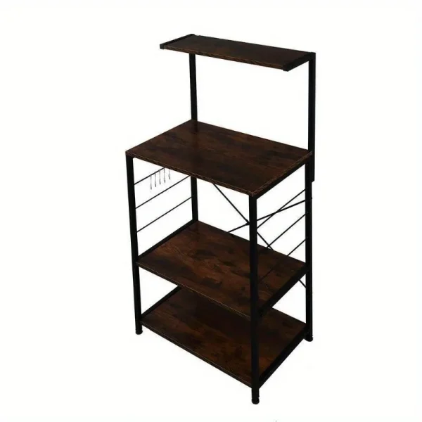 Durable 4 Tiers Kitchen Microwave Oven Rack Baker Shelf Storage Cookware w/Hooks - Image 5