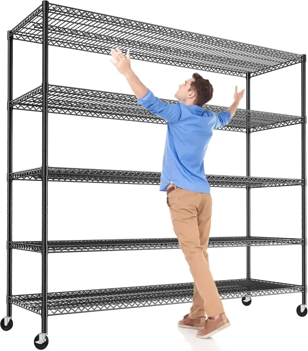 85.7"H Storage Shelves 55.5" W Heavy Duty Shelving Rack Adjustable Metal Shelves for Kitchen Pantry College Dorm School - Image 2