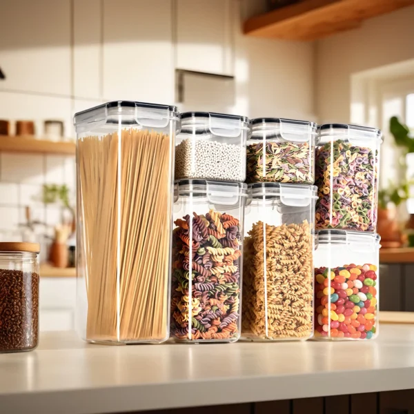 7-Piece Airtight Plastic Food Storage Container Set – Reusable and Microwave Safe - Image 6