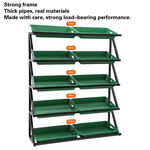 Retail Display Baskets Rack w/ 10 Plastic Basket,Supermarket fruit and vegetable shelf display shelf storage shelf creative