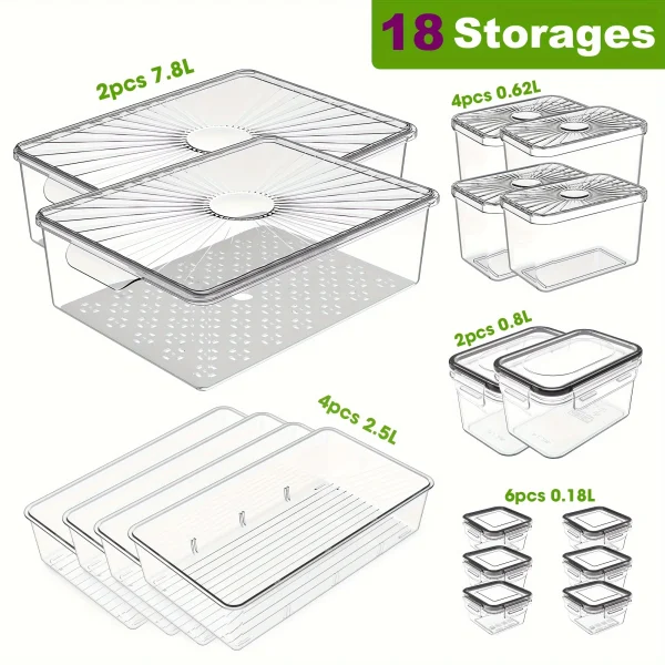 18-piece 18-Piece BPA-Free Airtight Food Storage Containers with Labels and Markers: - Image 6