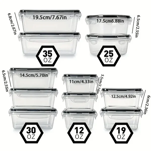 12pcs Food Airtight Container Lunch Box Set – Microwave Safe - Image 2