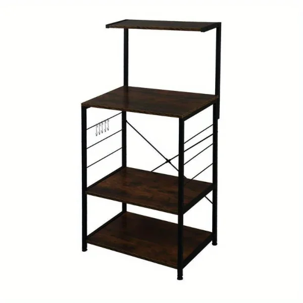 Durable 4 Tiers Kitchen Microwave Oven Rack Baker Shelf Storage Cookware w/Hooks - Image 7