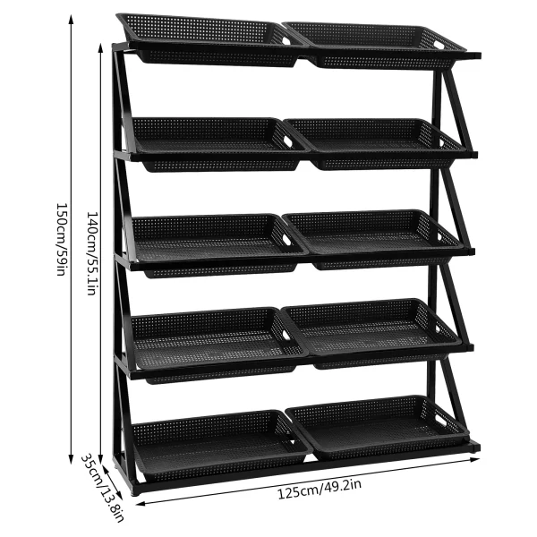 Retail Display Baskets Rack w/ 10 Plastic Basket,Supermarket fruit and vegetable shelf display shelf storage shelf creative - Image 7