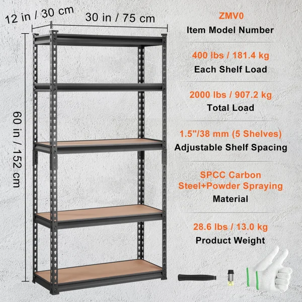 VEVOR 5 Layers Standing Storage Shelving Unit Heavy Duty Organizer Metal Rack for Kitchen Living Room Warehouse Flower Stand - Image 8