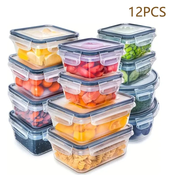 12pcs Food Airtight Container Lunch Box Set – Microwave Safe