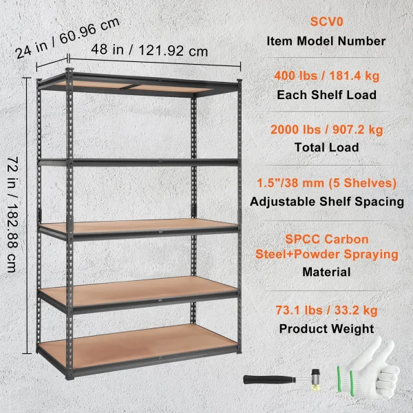 VEVOR 5 Layers Standing Storage Shelving Unit Heavy Duty Organizer Metal Rack for Kitchen Living Room Warehouse Flower Stand - Image 10