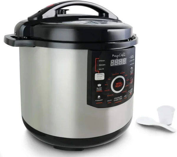 Digital Pressure Cooker with 15 Preset Options and Glass Lid – Silver - Image 4