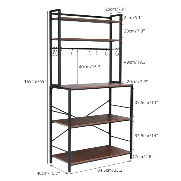 Kitchen Bakers Rack Industrial 5-Tier Microwave Oven Stand Freestanding Kitchen Utility Storage Shelf Workstation Organizer - Image 6