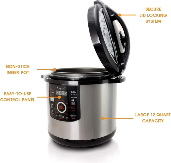 Digital Pressure Cooker with 15 Preset Options and Glass Lid – Silver - Image 3