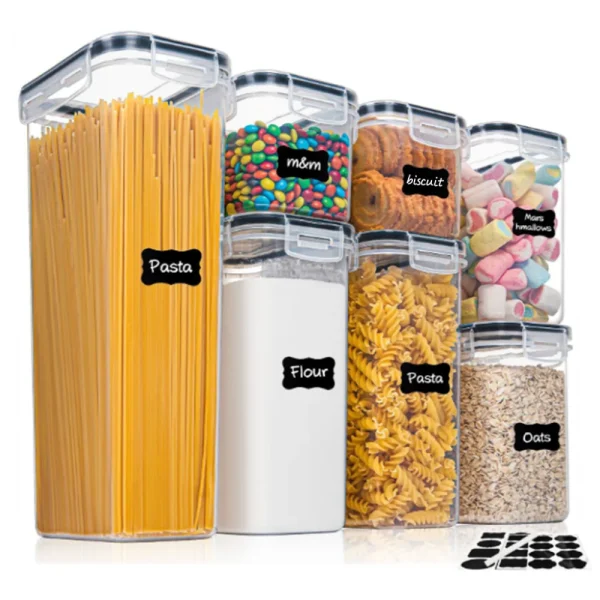 7-Piece Airtight Plastic Food Storage Container Set – Reusable and Microwave Safe